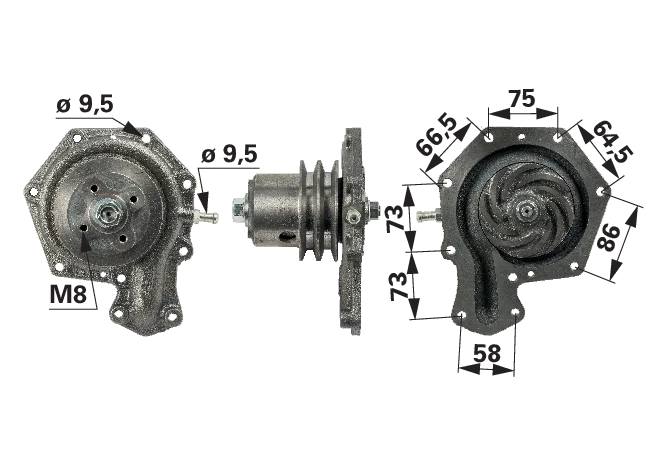 Wasserpumpe mit Dichtung anstelle von Hanomag 1550142830000 GartenShop24 - Hochwertige Gartengeräte