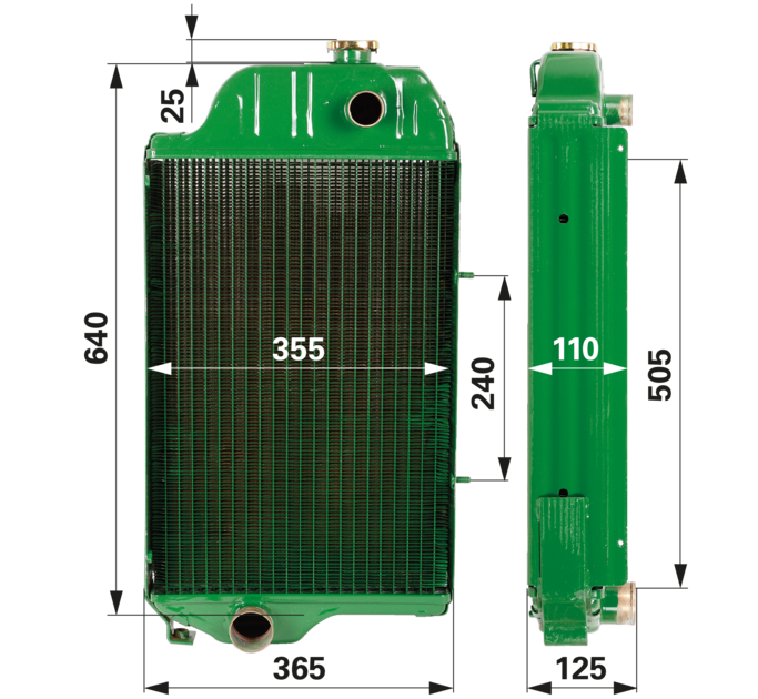 Kühler anstelle von John Deere AL25255 mit Verschlussdeckel GartenShop24 - Hochwertige Gartengeräte