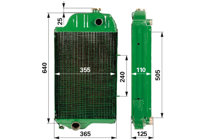 Kühler anstelle von John Deere AL25255 mit Verschlussdeckel GartenShop24 - Hochwertige Gartengeräte