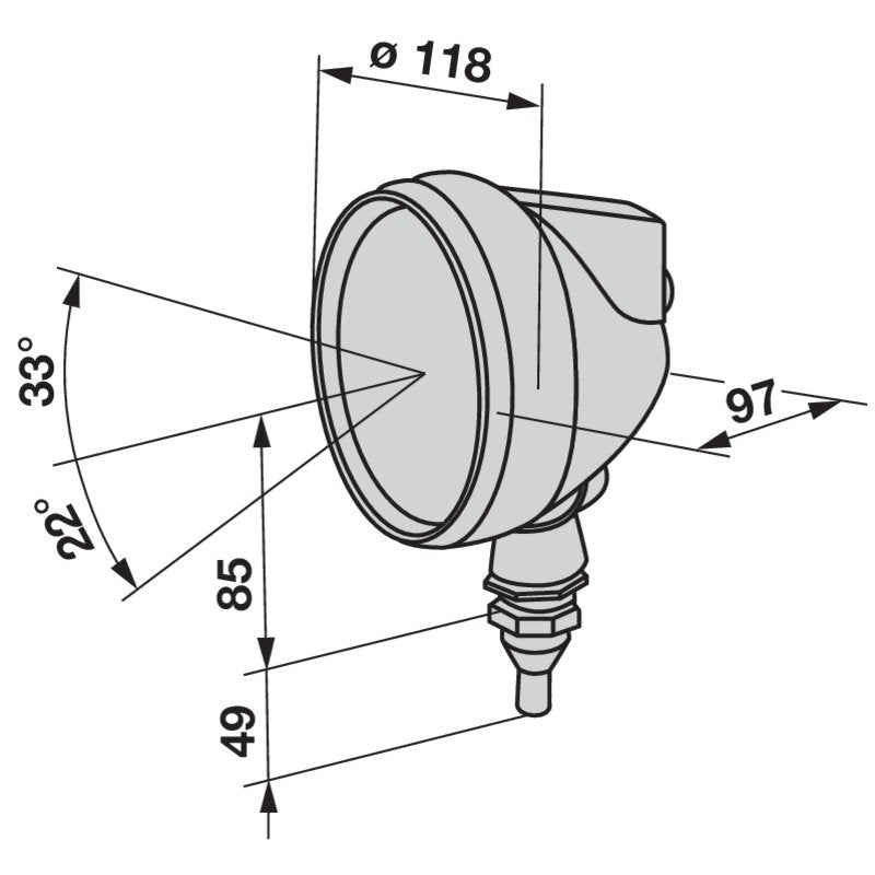 Cobo Arbeitsscheinwerfer rund, mit Schalter, d = 118 mm – H3rundmit Schalter