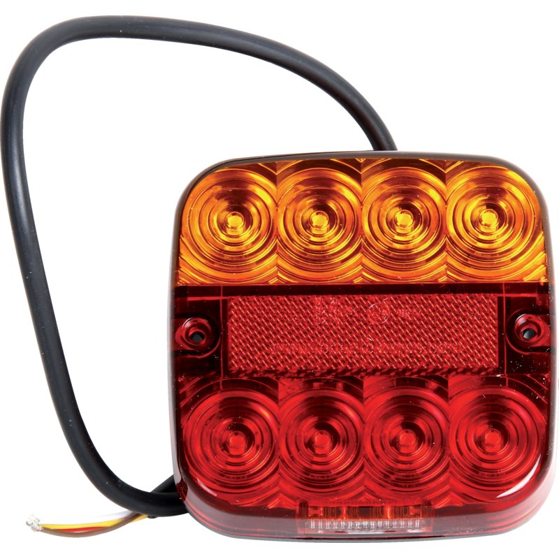 LED Rückleuchte Blink- Brems- Schluss- KZ, 107 x 107 x 23 mm – • mit Kennzeichenbeleuchtung