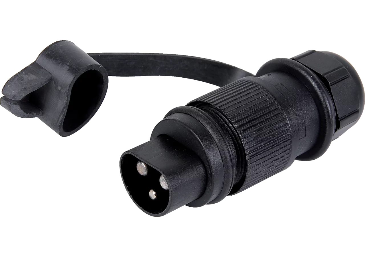 Stecker 3-polig, mit Crimpkontakten und Kabelverschraubung Erich Jaeger