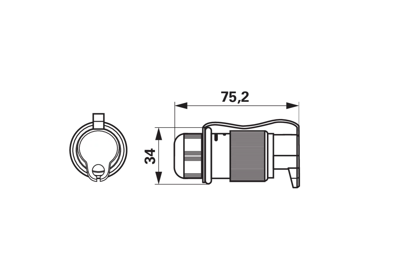 Stecker 3-polig, mit Kabelverschraubung, 4,5 - 6,5 mm Erich Jaeger