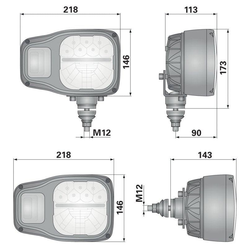 WESEM LED Hauptscheinwerfer rechts, mit Blinker, Halterung hinten oder unten