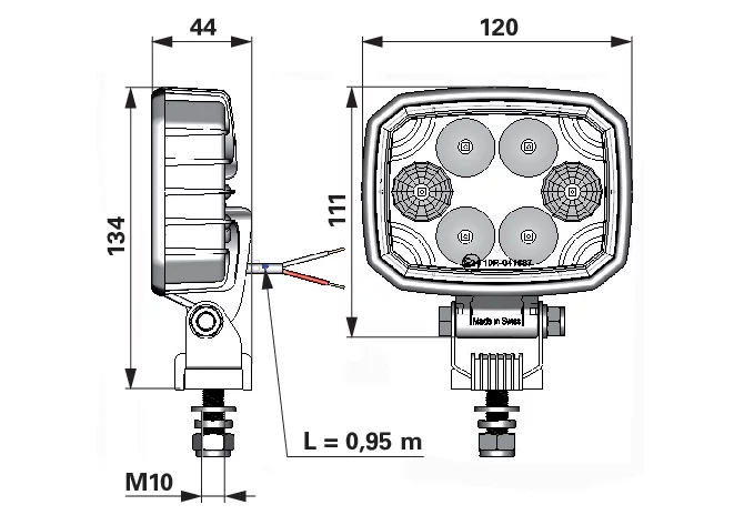 LED Arbeitsscheinwerfer 1500 lm, 120 x 90 mm Carbonlux CEA