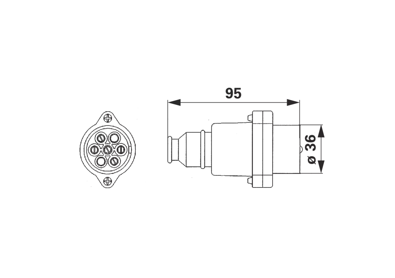 Stecker mit Schraubanschluss, 7 polig, 12 V ISO 1724 - Typ N, quergeteilt Erich Jaeger