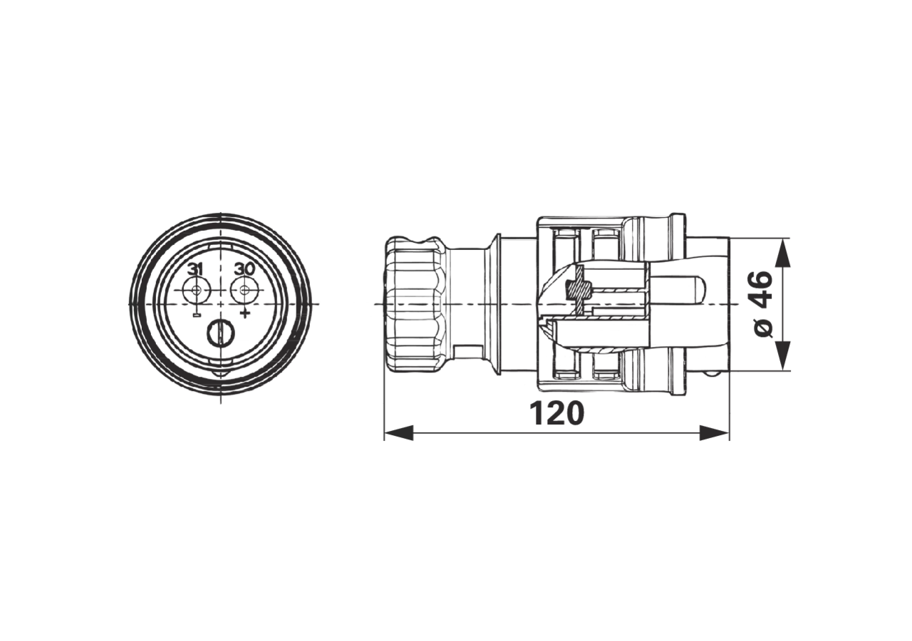 Stecker 2 polig, 24 V, 135 / 245 A VG 96917 E001A Erich Jaeger