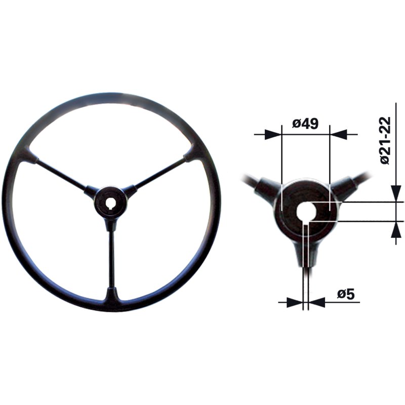 Steyr Lenkrad 440 mm, 20 / 22 mm, mit Keilnut 11800470044