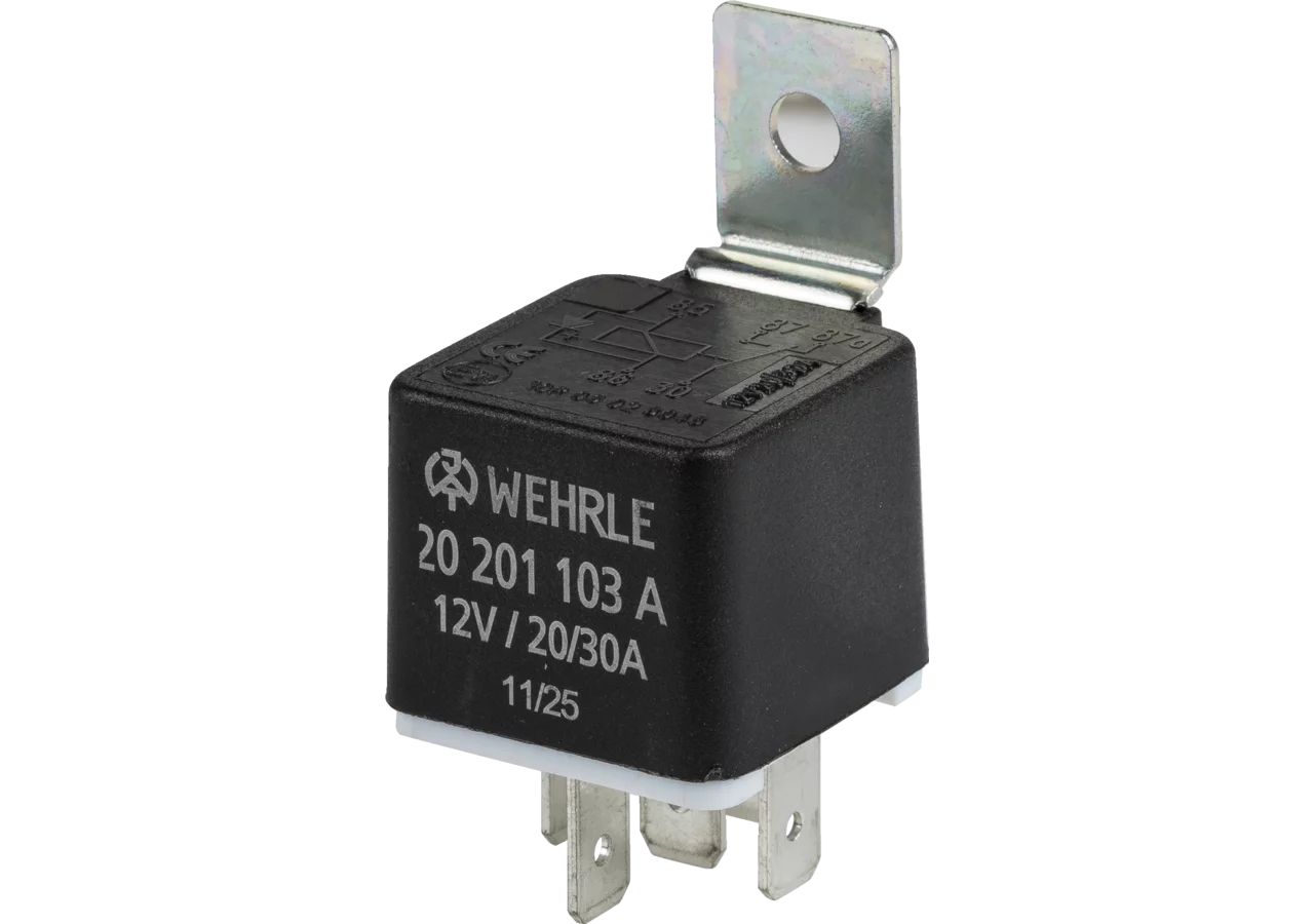 Wechslerrelais 12 V, 20 / 30 A, mit Löschdiode Wehrle