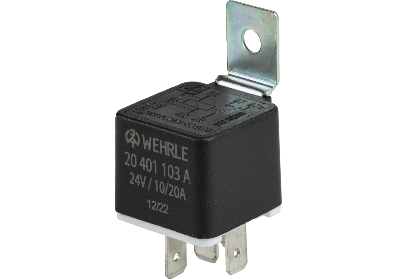 Wechslerrelais 24 V, 10 / 20 A, mit Löschdiode Wehrle