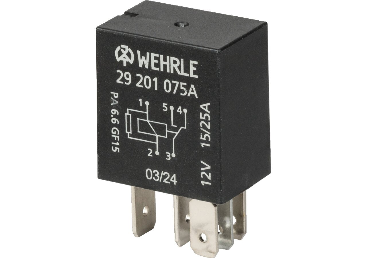 Relais Micro Wechsler, mit Widerstand, 12 V, 15/25 A, 5-polig Wehrle