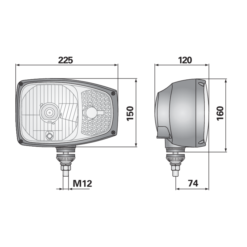 WESEM Hauptscheinwerfer 12 / 24 V links mit Blinklicht