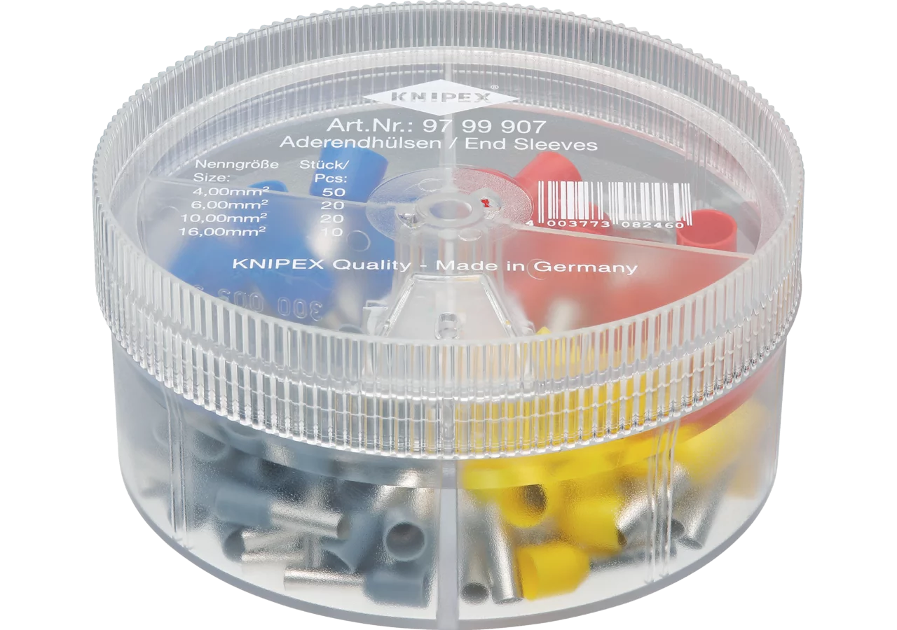 Sortimentsbox 100 Aderendhülsen 4-teilig 4/6/8/10/16 mm² Knipex