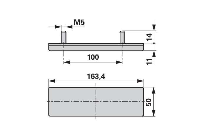 Rückstrahler Rot, 163,4 x 50 mm Cobo