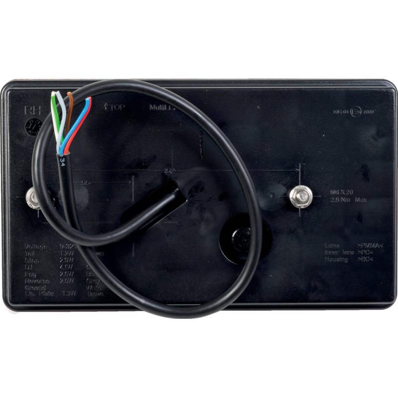 Aspöck LED Rückleuchte 240 x 140 x 64 mm, rechts + KZ, 0,5 m open end Multiled II 35-0204-057