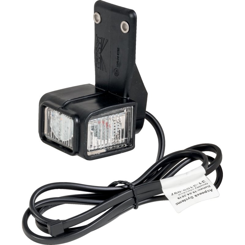 Aspöck LED Umrissleuchte links, 1 m DC Flachkabel Superpoint IV LED, Version Pendelhalter 31-3109-097 – EMV - Abnahme R10