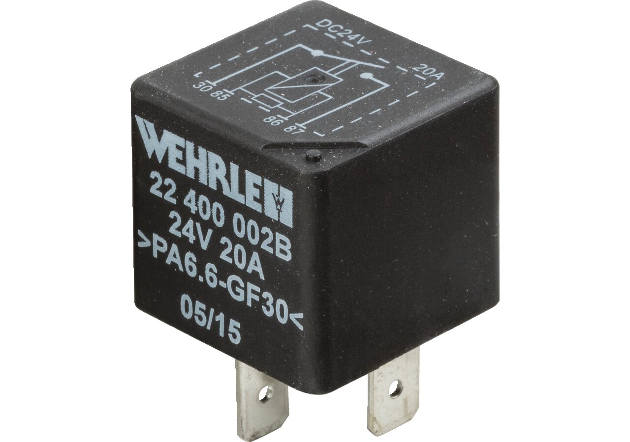 Relais 24 V, 20 A, vergossen, Widerstand Wehrle