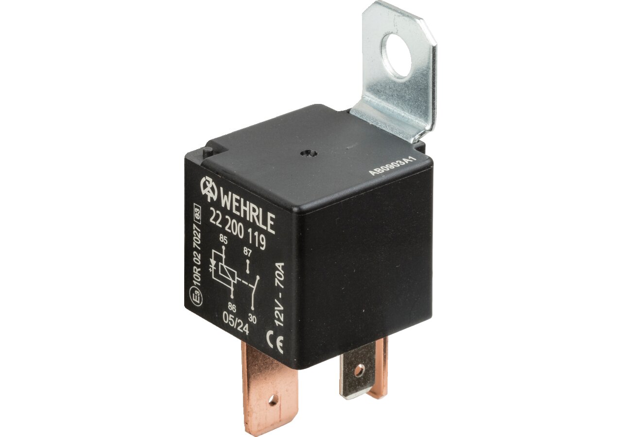 Relais 12 V, 70 A, Schließer, mit Diode Wehrle