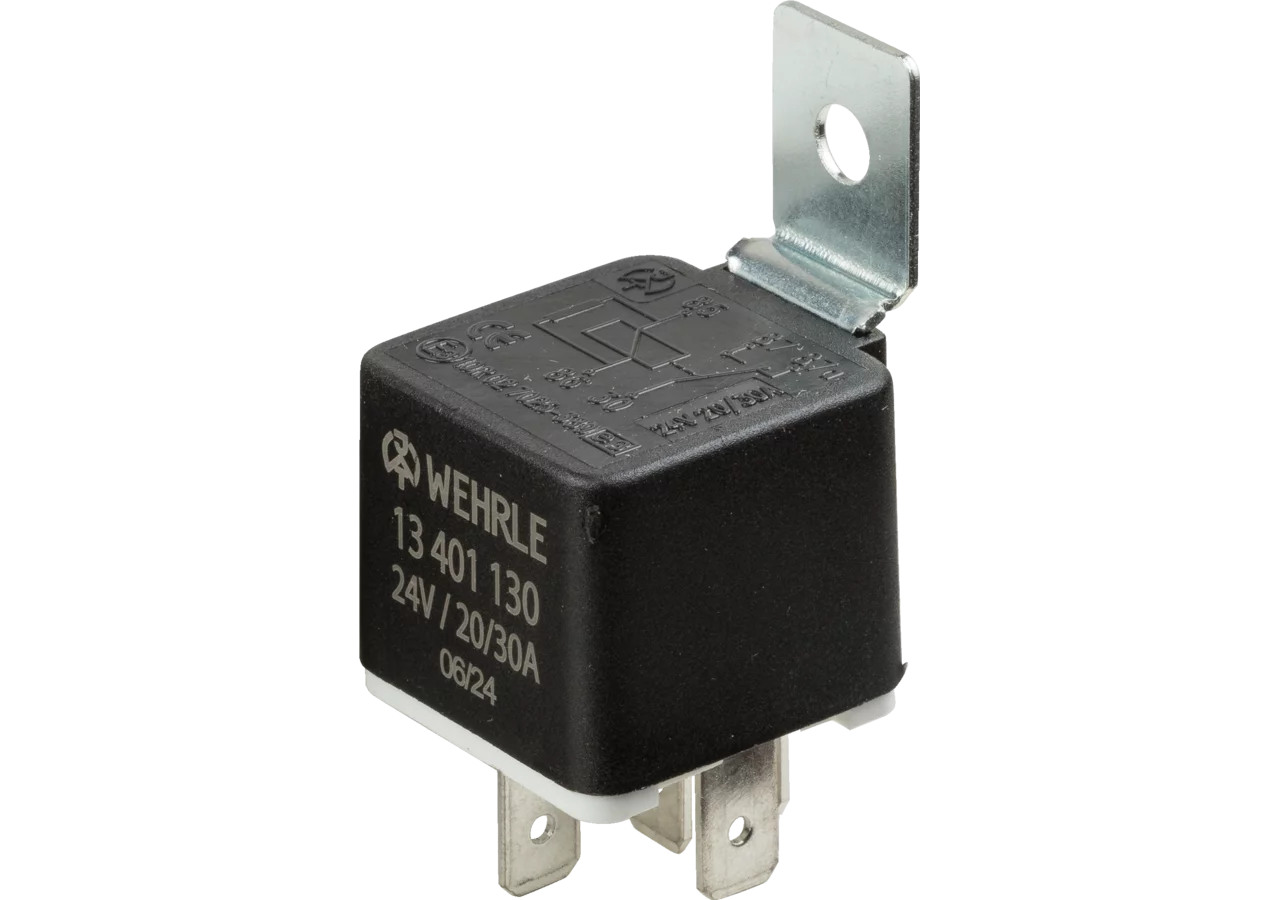 Relais 24 V, 20 /30 A, Wechsler, mit Widerstand Wehrle