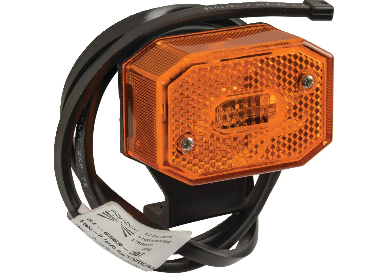 Seitenmarkierungsleuchte Gelb, Kabel 0,8 m, 90° Winkelhalter Flexipoint I Aspöck