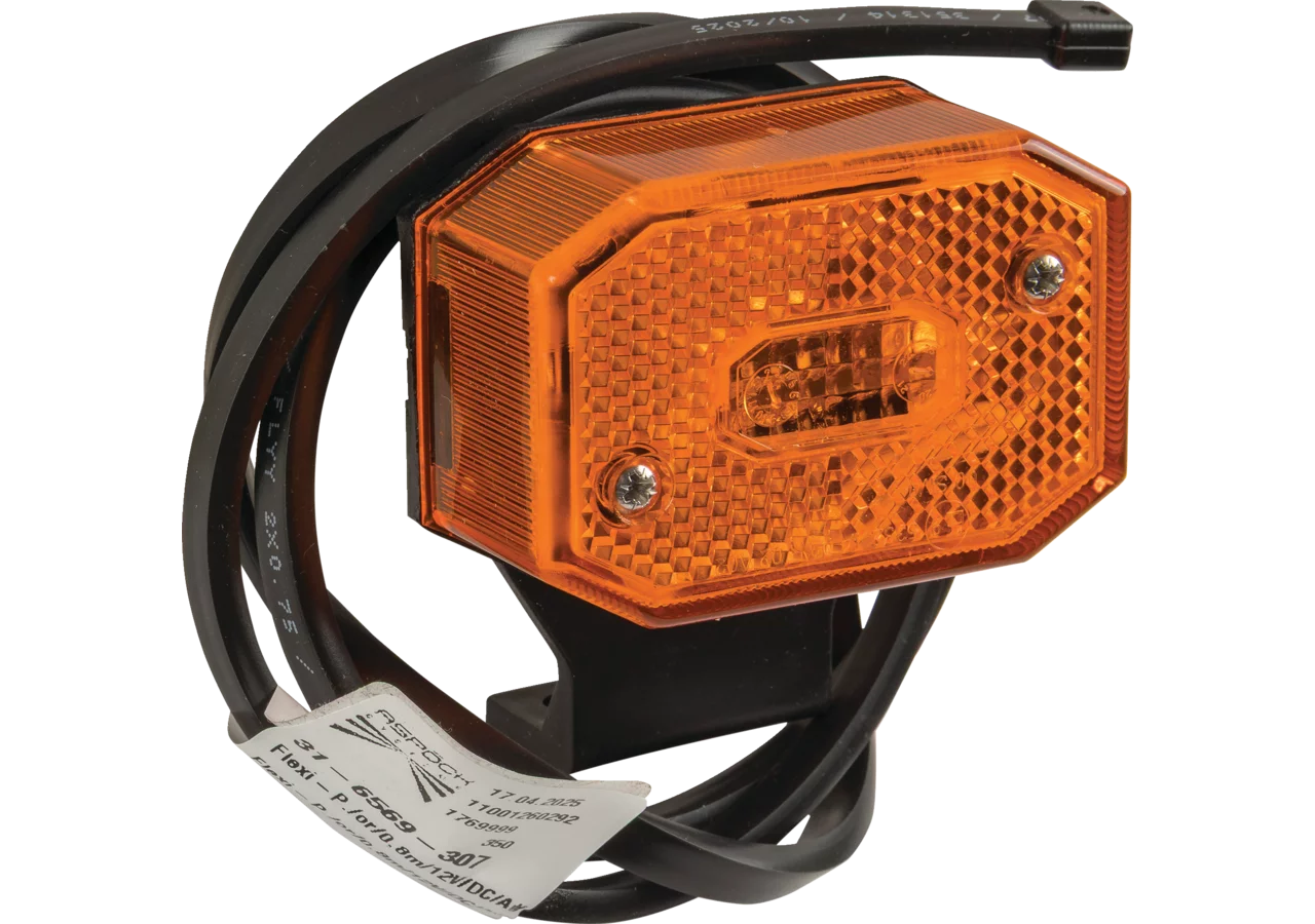 Seitenmarkierungsleuchte Gelb, Kabel 0,8 m, 90° Winkelhalter Flexipoint I Aspöck