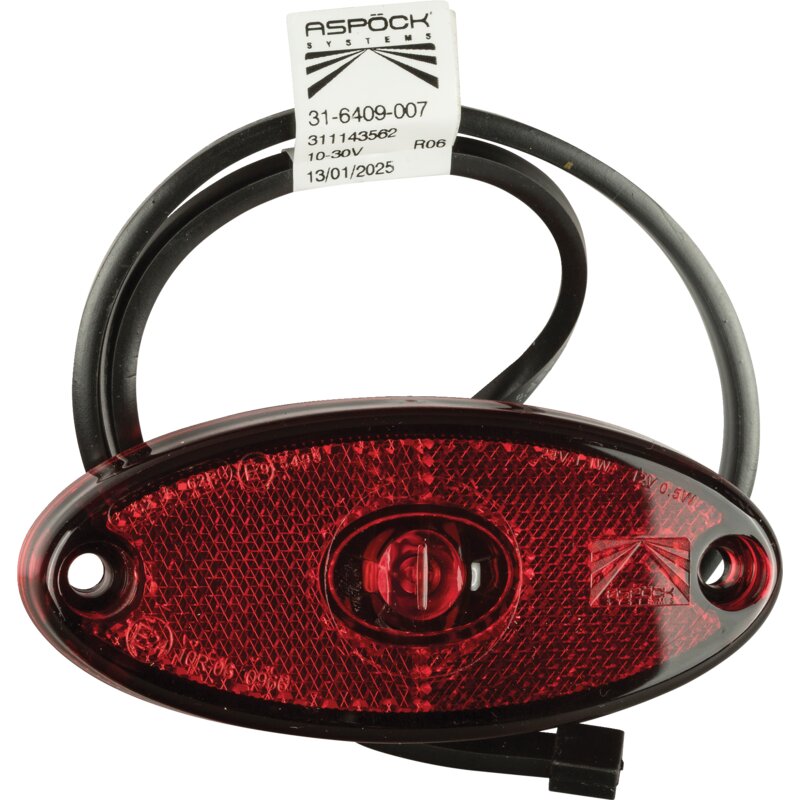 Aspöck LED Begrenzungsleuchte 12 / 24, Rot Kabel 0,5 m Flatpoint II LED 31-6409-007