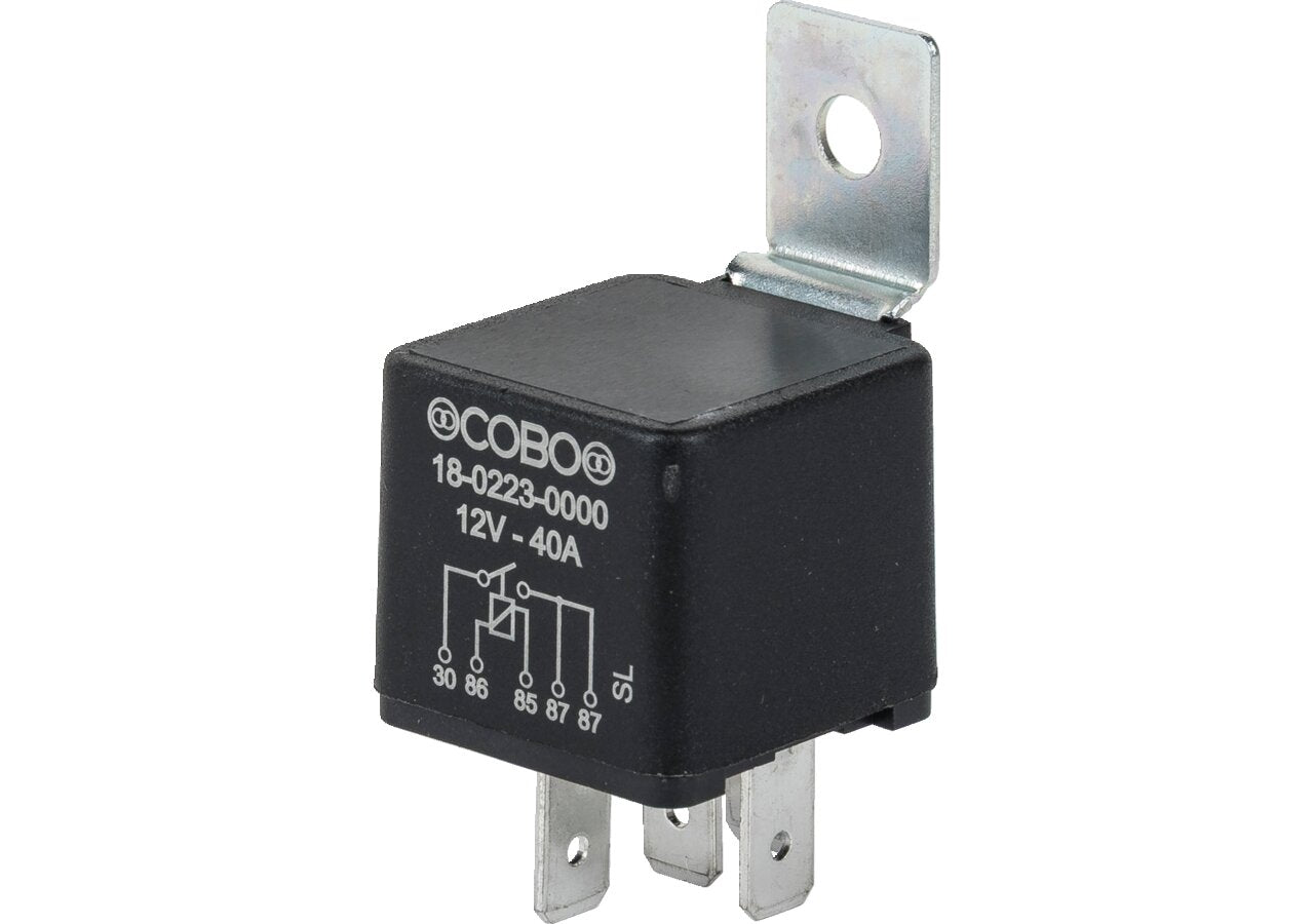 Relais 12 V, 40 A, 5-polig mit Halter Cobo