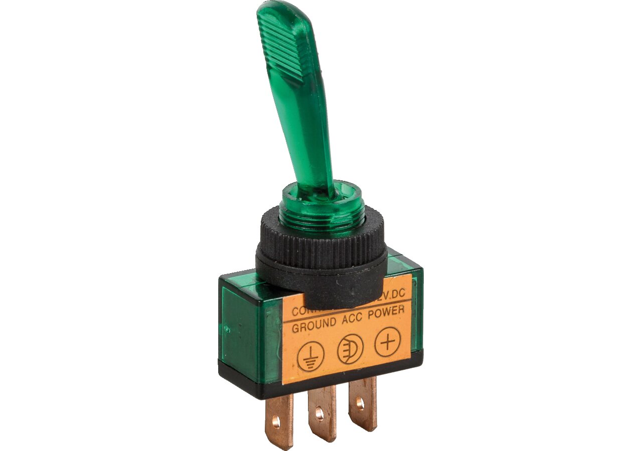 Kippschalter 12 V, 20 A, d = 13 mm, 3-polig On - Off Farbe Grün GartenShop24 - Hochwertige Gartengeräte