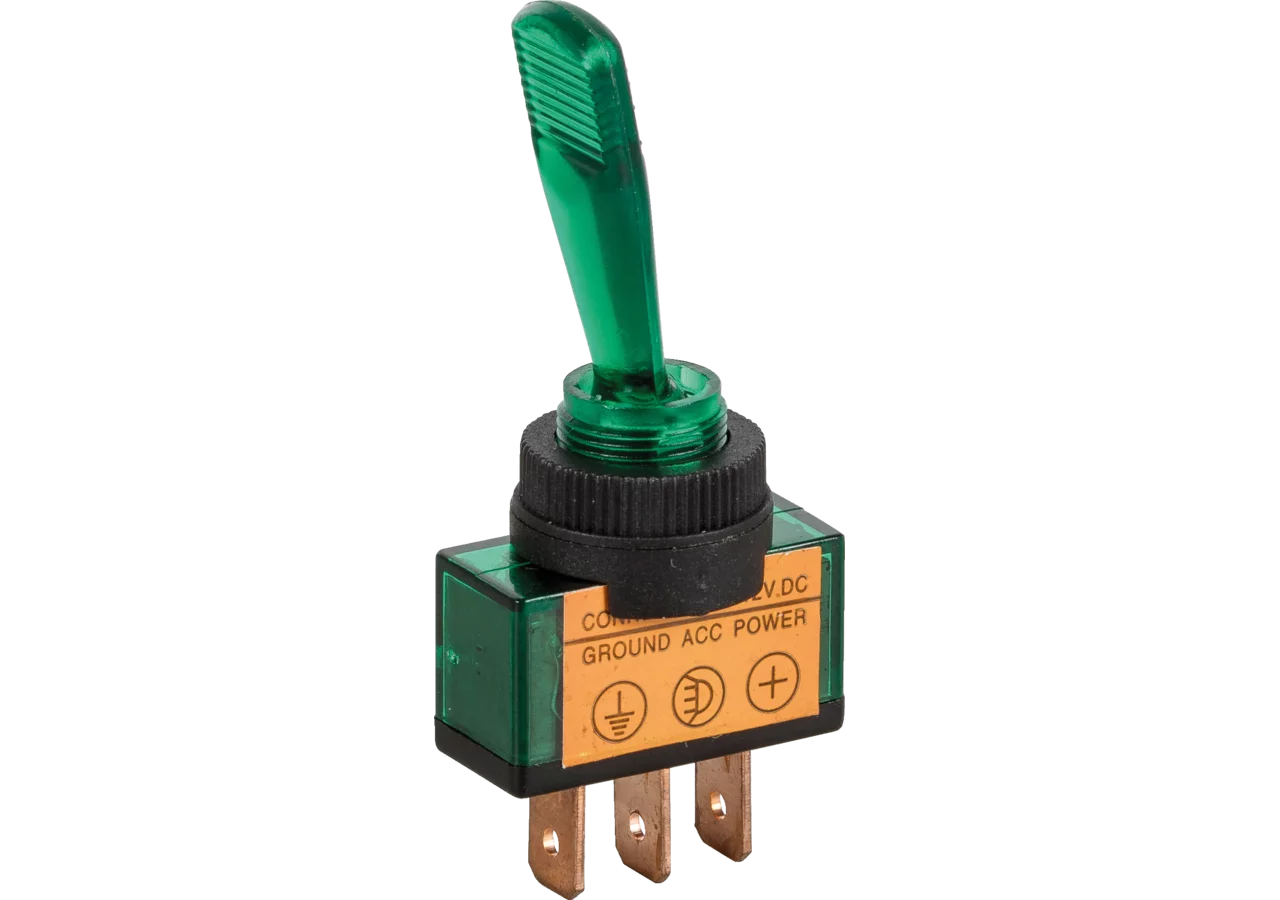 Kippschalter 12 V, 20 A, d = 13 mm, 3-polig On - Off Farbe Grün GartenShop24 - Hochwertige Gartengeräte