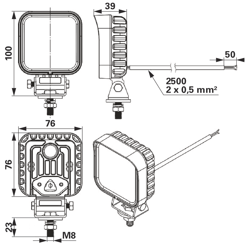LED- Arbeitsscheinwerfer 12/24 V, 3100 Lumen, Economy