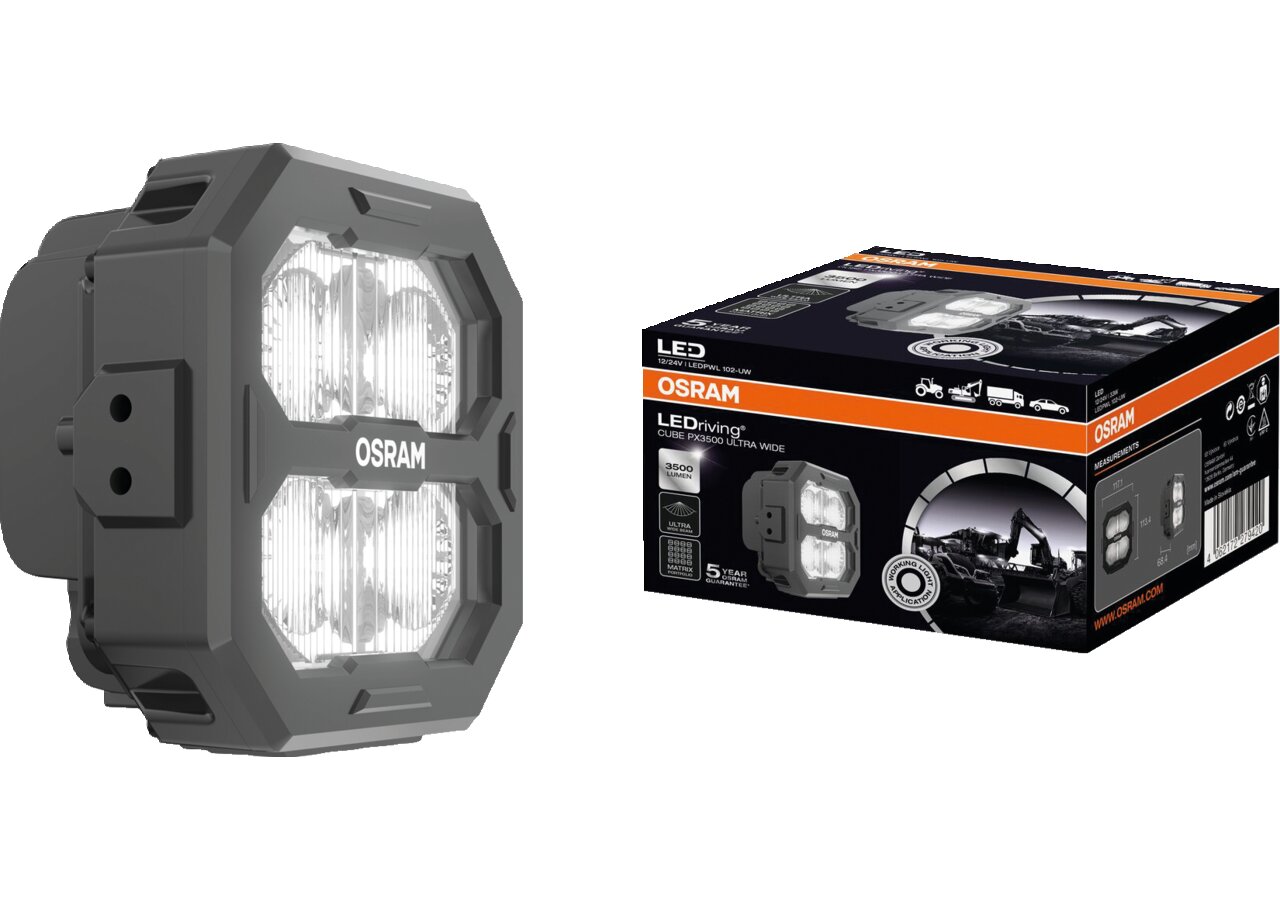LED Arbeitsscheinwerfer 12 / 24 V, 3500 lm, R10, Cube PX3500 Wide Osram