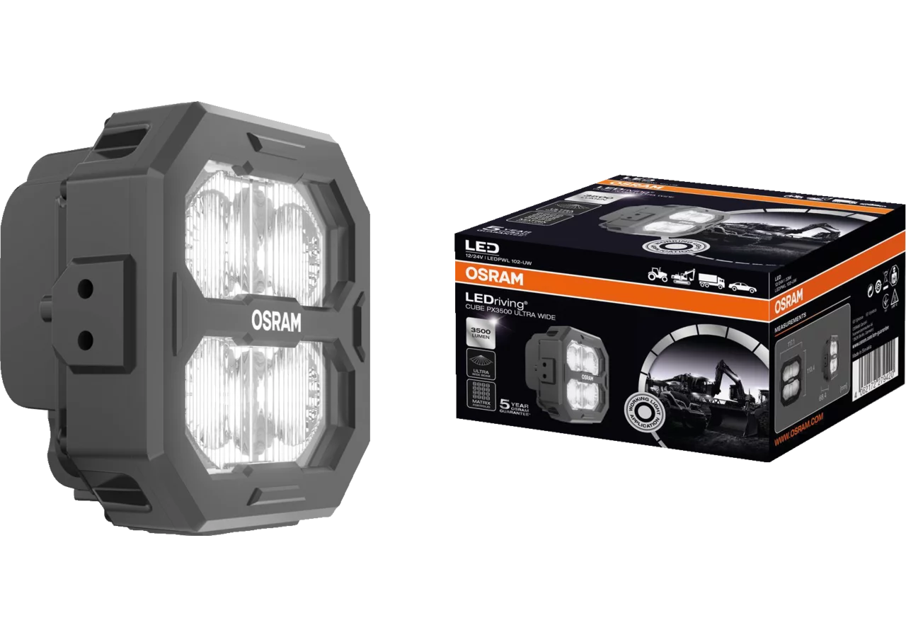 LED Arbeitsscheinwerfer 12 / 24 V, 3500 lm, R10, Cube PX3500 Wide Osram