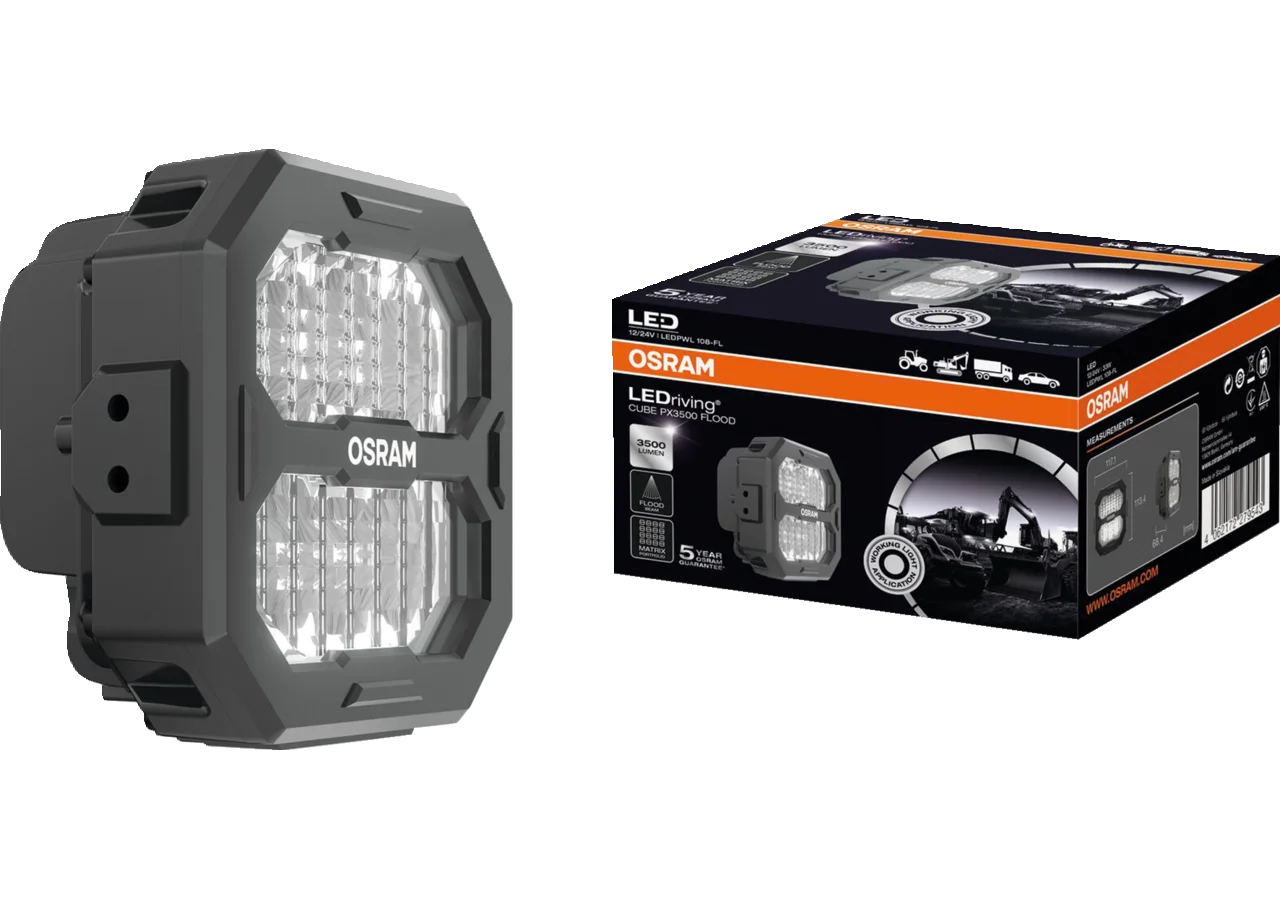LED Arbeitsscheinwerfer 12 / 24 V, 3500 lm, R10, Cube PX3500 Flood Osram