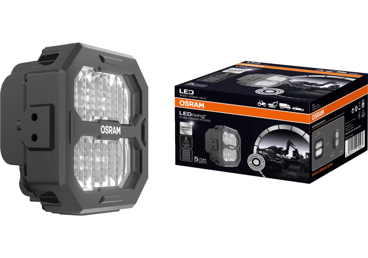 LED Arbeitsscheinwerfer 12 / 24 V, 4500 lm, R10, Cube PX4500 Flood Osram