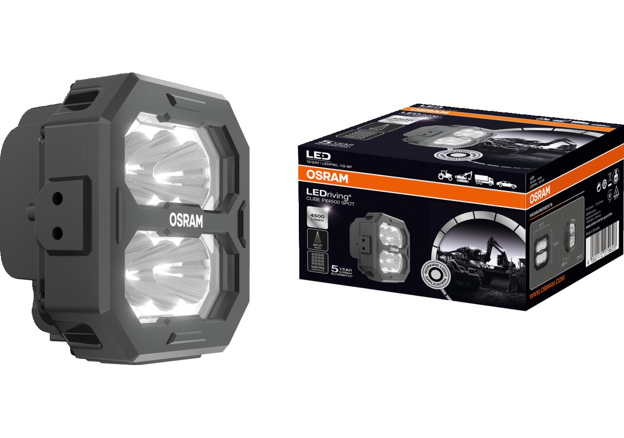 LED Arbeitsscheinwerfer 12 / 24 V, 4500 lm, R10, Cube PX4500 Spot Osram