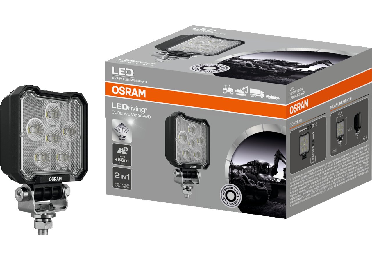 LED Arbeitsscheinwerfer 12 / 24 V, 2000 lm, R10, R148, Cube WL VX100-WD Osram