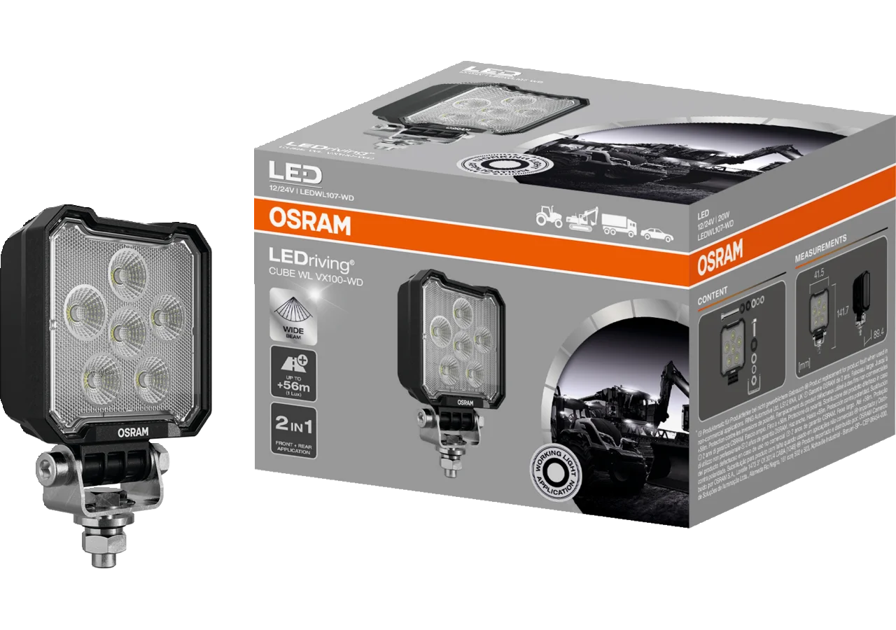 LED Arbeitsscheinwerfer 12 / 24 V, 2000 lm, R10, R148, Cube WL VX100-WD Osram