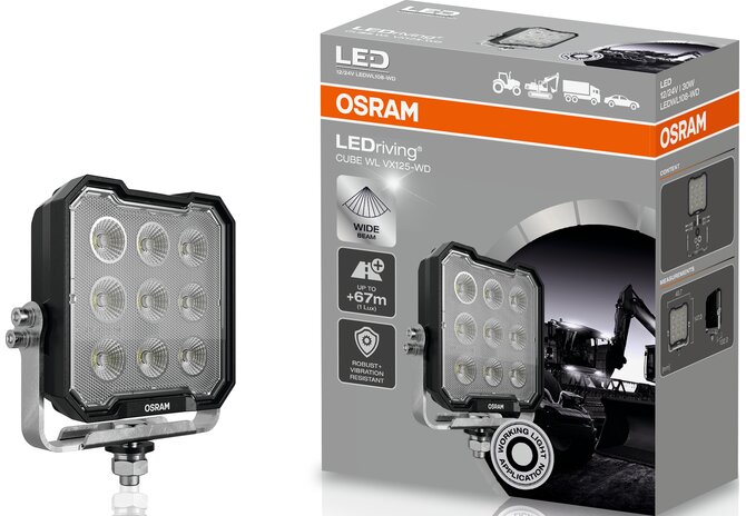 LED Arbeitsscheinwerfer 12 / 24 V, 3000 lm, R10, Cube WL VX125-WD Osram