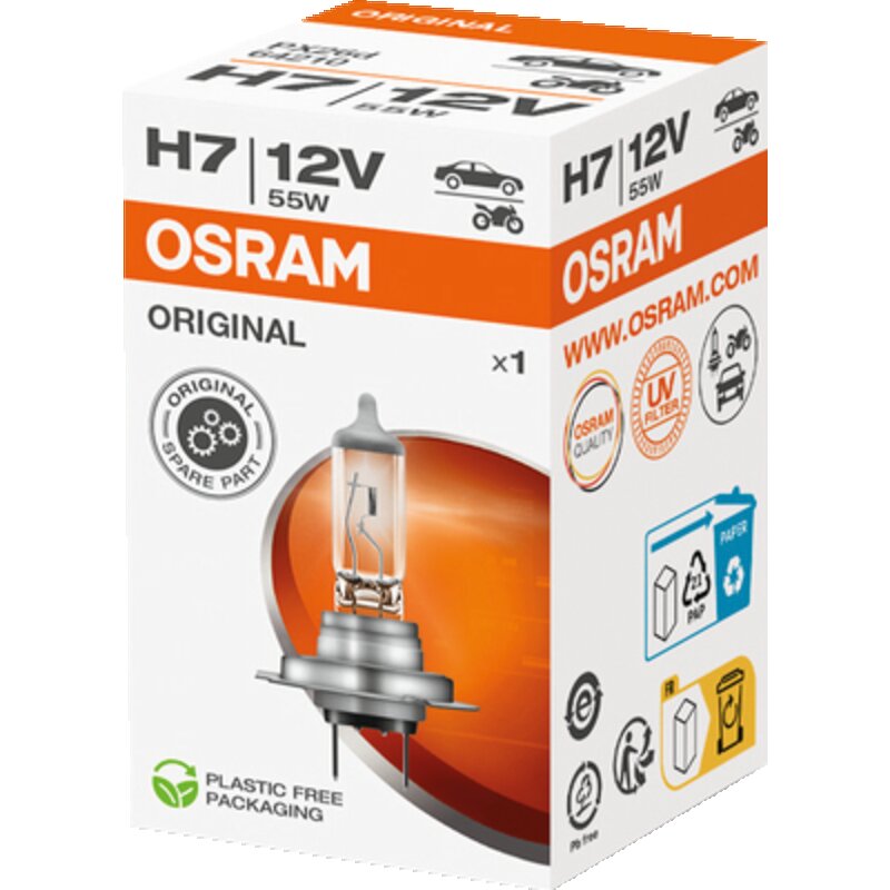 Osram Halogenlampe H7, 12 V, 55 W, PX26d