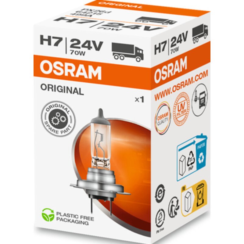 Osram Halogenlampe H7, 24 V, 70 W, PX26d