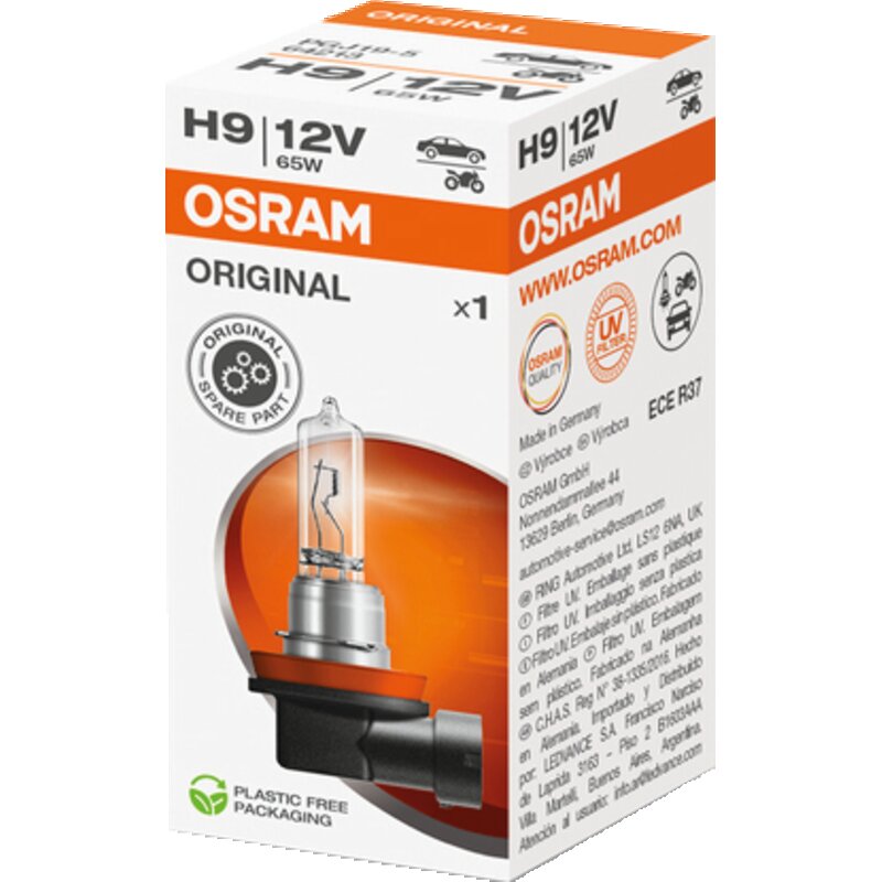 Osram Halogenlampe H9, 12 V, 65 W, PGJ19-5