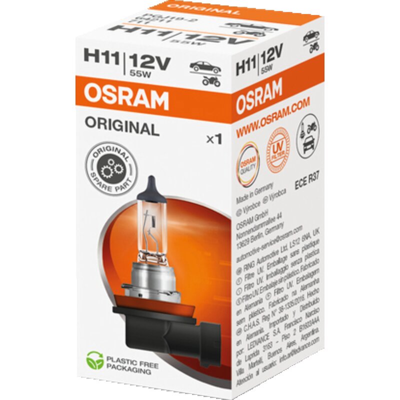 Osram Halogenlampe H11, 12 V, 55 W, PGJ19-2