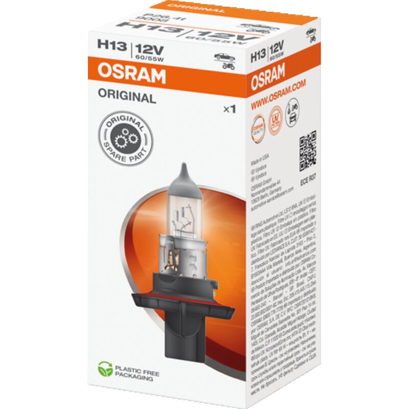 Osram Halogenlampe H13, 12 V, 60/55 W, P26.4t