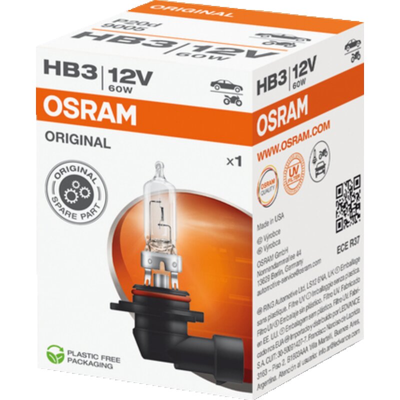 Osram Halogenlampe HB3, 12 V, 60 W, P20d