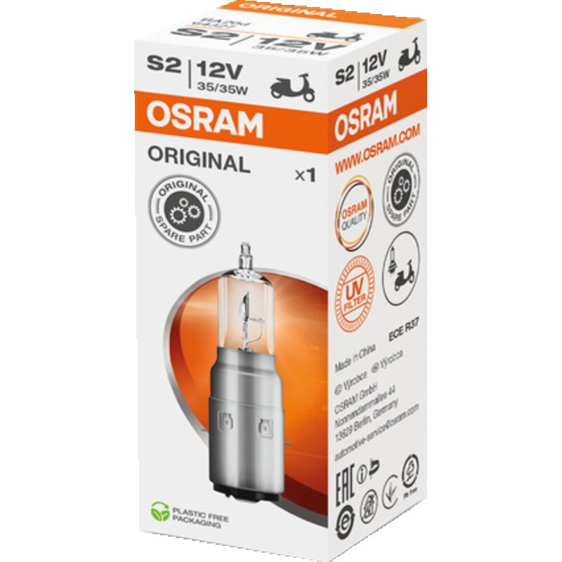 Osram Halogenlampe S2, 12 V, 35/35 W, BA20d