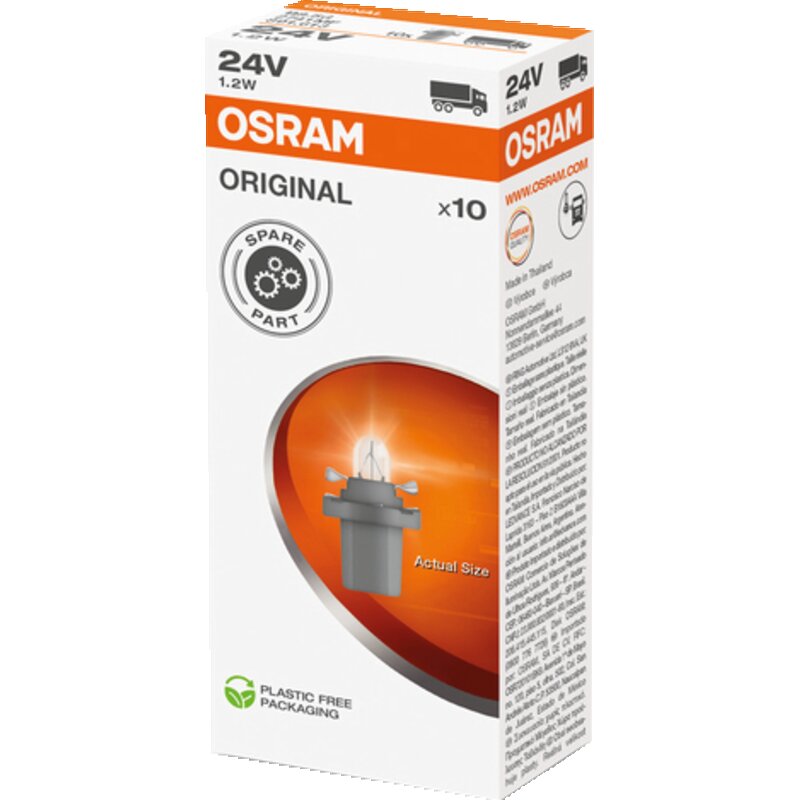 Osram Anzeigelampe 24 V, 1,2 W, B8.5d, 10 Stück