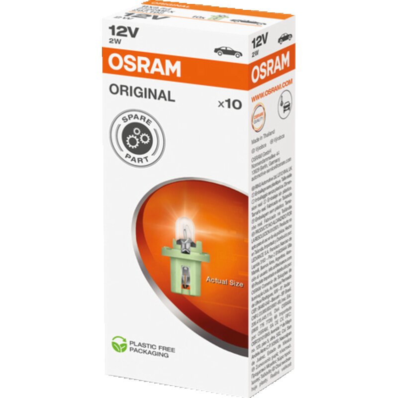 Osram Anzeigelampe 12 V, 2 W, BX8.5d, 10 Stück