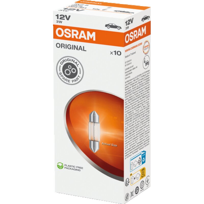 Osram Anzeigelampe 12 V, 3 W, SV7-8, 10 Stück