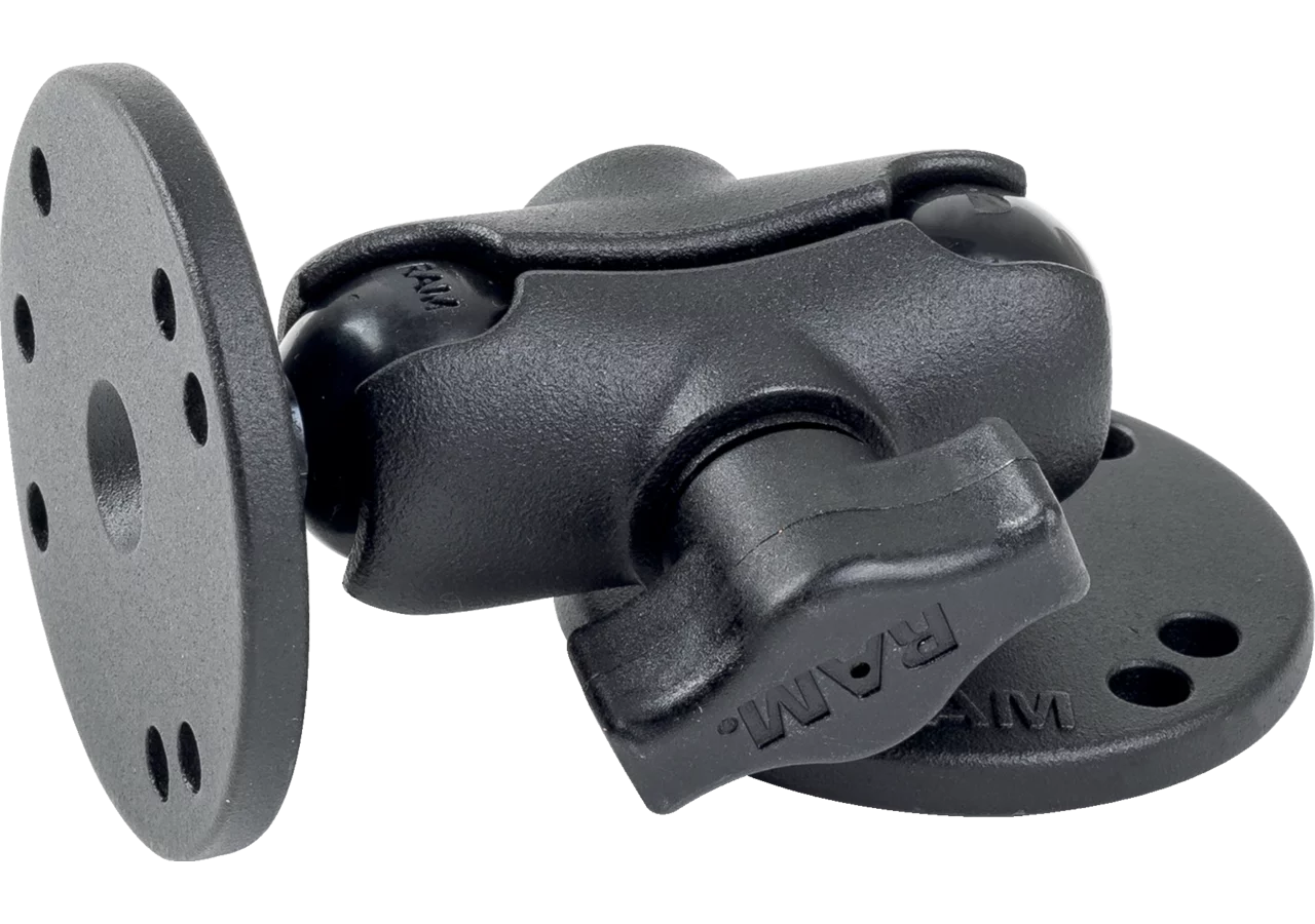 Aufbauset 2 x runde Basisplatte, B-Kugel kurzer Verbindungsarm RAM® Mounts