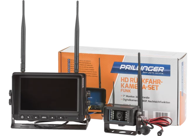 Prillinger HD-Rückfahrkamera-Set Funk 7" Monitor bis 4 Kanäle Prillinger